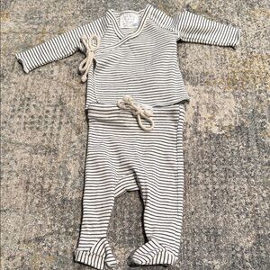 Striped Kids Footie Set in Black and White